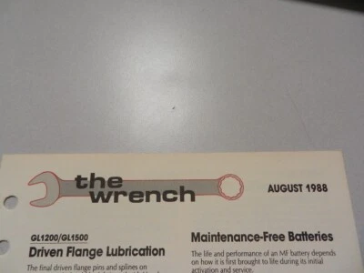 Honda The Wrench Article Sheet GL1200 GL1500 NX250 XL250R NT650 1988 August - Image 1 of 4