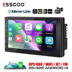 7" Android 14 Auto Carplay Stereo GPS NAV Radio Touch Screen 2 DIN 2+32GB Camera - Picture 1 of 11