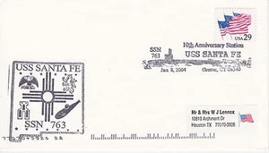 NAVAL MILITARY SHIP EVENT COVER - 2004 USS SANTA FE SSN-763 10TH ANNIVERSARY - Bild 1 von 1