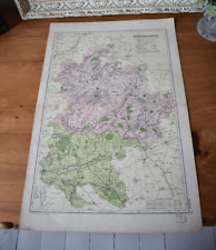 Pancetta mappa vintage Bedfordshire stabilimento geografico 50 cm x 34 cm (M)