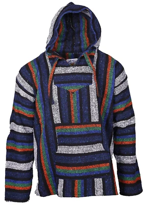 Sudadera con Capucha Baja Pullover Maya Noche Rayas Sudadera con Capucha Chaqueta Baja Mexicana Foto 1 de 4