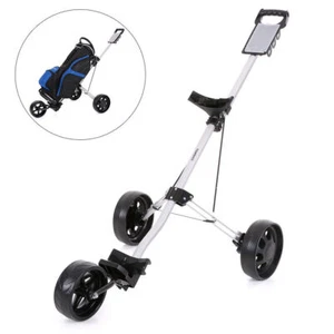 3-Wheels Golf Trolley Buggy Swivel Cart Bag Lightweight Foldable Aluminium Cart - Picture 1 of 11