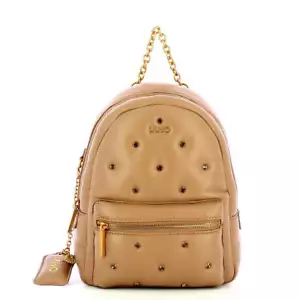 NEW Liu Jo - Glossy Backpack with rhinestones in Almond - AF4135E0923 - ALMOND A - Picture 1 of 4