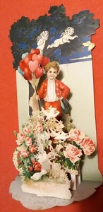 Antiguo San Valentín 3D Corazones Querubines Flores 1915 Stand Up - Imagen 1 de 6