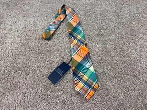 Polo Ralph Lauren orange green blue summer preppy plaid madras patchwork tie PRL - Picture 1 of 3