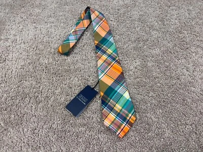 Polo Ralph Lauren orange green blue summer preppy plaid madras patchwork tie PRL - Image 1 of 3