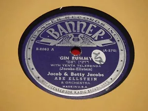 Jacob Betty Jacobs Abe Ellstein 78 RPM Banner B-2063 Gin Rummy Yenta Telebenda - Imagen 1 de 5