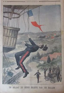 AVIATION AEROSTAT ACIDENT DE  BALLON SOLDAT DU GENIE GRAVURE LE PETIT JOURNAL - Bild 1 von 1