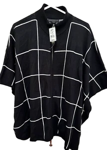 Preswick & Moore Black & White Petite Small/Medium Zipper Sweater Shawl NEW - Picture 1 of 6