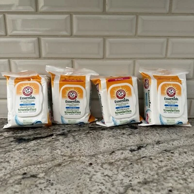 NEW ITEM! 4 Packs Arm & Hammer Deodorant Towelettes Clear Water, 30 Ct Each Pack - Image 1 of 4