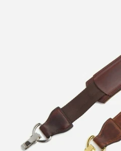 ONA Canvas & Leather Cross Body Shoulder Strap-Dark Brown Canvas w/Leather Trim - Picture 1 of 2