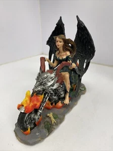 Barefoot Girl on a Flaming Dragon Motorcycle Resin Figure - Picture 1 of 6