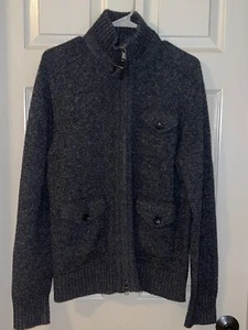 Banana Republic Men’s Wool Blend Full Zip Sweater Jacket Navy Gray Marled M - Picture 1 of 12