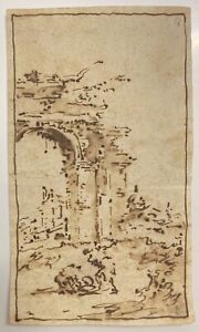 OLD MASTER DRAWING,INK ON HANDMADE PAPER LAID,ITALIAN SCHOOL,GREEN STAMP