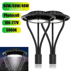 2 Pack 80W/60W/48W LED Parking Lot Light Fixture for Garden Yard Street Lighting - Picture 1 of 12