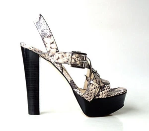 MICHAEL KORS size 9.5 snake leather silver buckles strappy shoes sexy NIB - Picture 1 of 4
