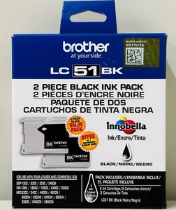 Nuevos cartuchos de tinta originales Brother LC51 negros 2PK IntelliFax-1860C - Imagen 1 de 3