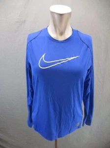 NIKE DRI-FIT PRO Size XL Boys Blue Crew Neck Long Sleeve Slim Athletic Top 116 - Picture 1 of 11