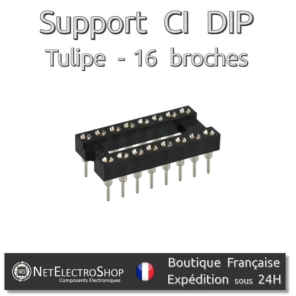 Support Tulipe contacts or 16 broches pour CI - x5 - Photo 1/1