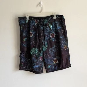 Costume da bagno uomo Mossimo nero blu hawaiano stampa floreale tropicale taglia 38 - Foto 1 di 6