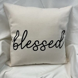 OFF WHITE 16 X 16 KISSENBEZUG MIT SPRUCH GESEGNET - Bild 1 von 1