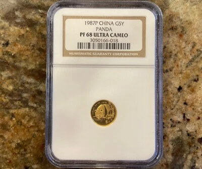 1987 1/20 Oz 5 Yuan China Gold Panda Coin Proof PF68 - Image 1 of 2