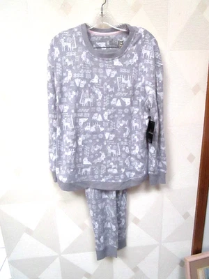 CUDDL DUDS-GREY/WHITE=WINTER SCENE-ROUND NECK-LONG SLEEVE-PAJAMAS-SIZE-3X-NWT - Image 1 of 3
