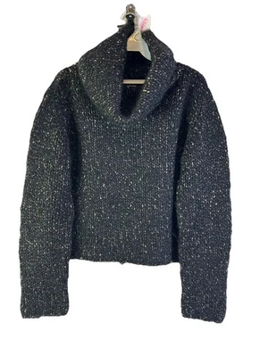 Vintage Y2K DKNY Womens Large Wool Speckled Knit Turtleneck Cropped Sweater - Image 1 of 4