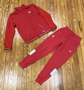 PUMA Ferrari Sweatsuit Track Suit Men's Small / Medium Red Full Zip - Picture 1 of 3