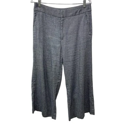 Banana Republic High Rise Flat-Front Wide Leg Trouser Capri Pants Gray Womens 8 - Image 1 of 4