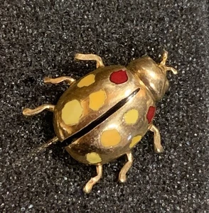 14K Gold, Rot und Gelb Marienkäfer Stecknadel Vintage Eklektisch - Bild 1 von 8