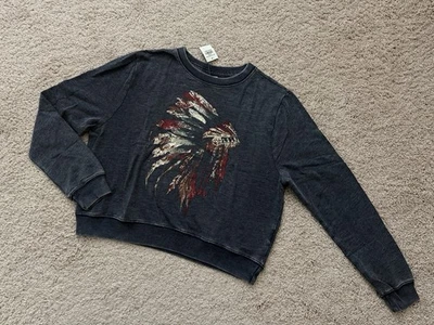 NWT Abercrombie & Fitch Y2K Women’s Indian Chief Sweatshirt Distressed Wash Sz S - Image 1 of 4