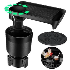 Cup Holder Tray for Car, Detachable and Rotatable Food Holder Tray Table with - Picture 1 of 7