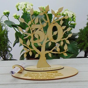 Dinero Regalo 30 Cumpleaños Aniversario Cupón Personalizado Árbol de la Vida Madera - Imagen 1 de 9