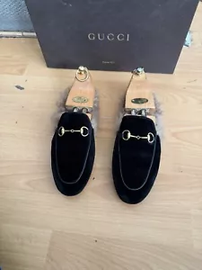 Gucci Princetown Black Suede Leather Slipper Loafers Shoe Uk 5.5 - Picture 1 of 18