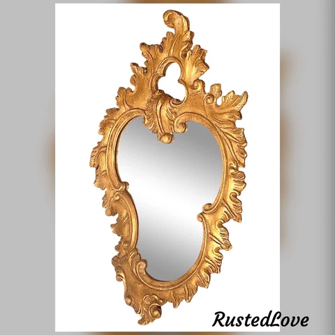 Mirror Vintage Art Legno Italy Giltwood "Rococo Style" Large Antiqued 30”x 18” * Cover