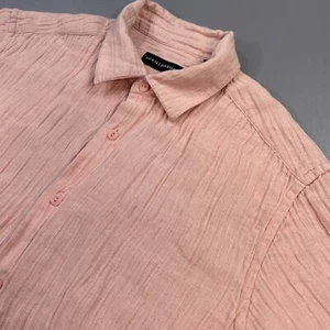 Jhane Barnes Shirt Mens Large Pink Silk Linen Ribbed Gauzy Resort Cruise Beach - Picture 1 of 9
