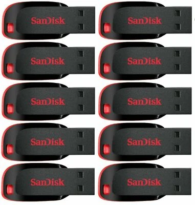 Sandisk Cruzer Blade 16GB Flash Drive USB 2.0 Memory Stick Pack of 10