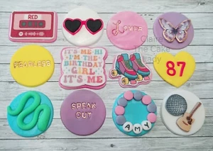 Handmade 100% Edible Taylor Swift themed cupcake toppers set x 12 - Picture 1 of 1
