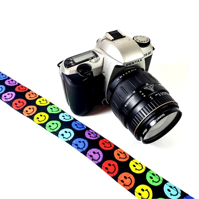 Smiley Face Camera Strap-Colorful Camera Strap -Double Padded Comfortable Camera - Image 1 of 4