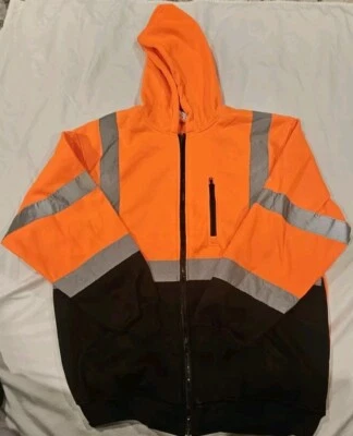 Orange 3X Safety Full Zip Jacket Sweatshirt Protective Industrial Products (T46) - Image 1 of 3