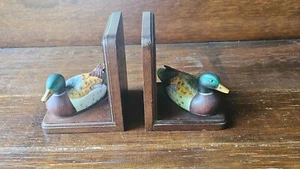 Vintage Wooden Duck Bookends - Picture 1 of 9