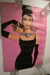 Póster de Audrey Hepburn (HSE-4) Breakfast at Tiffany's (JSF6) con gato rosa negro - Imagen 1 de 12