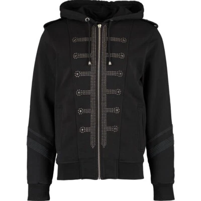 Chaqueta con Capucha Just Cavalli Negra Estilo Militar con Tachuelas Foto 1 de 2