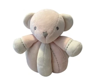 Plush Pink White Bear Animal Rattle Manhattan Kids Baby Toy Easy Grip Round 8” - Picture 1 of 2