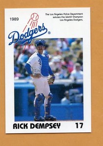 1989 Dodgers Police Baseball card # 17 Rick Dempsey 