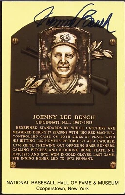 *Johnny Bench Signed Autographed HOF Plaque Postcard PSA/DNA* - Image 1 of 3
