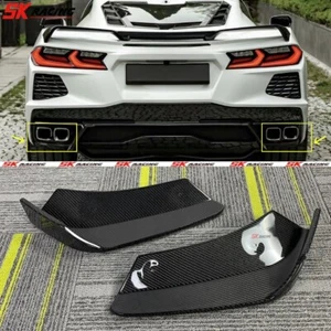Fits Chevrolet Corvette C8 20-23 Carbon Fiber Rear Bumper Diffuser Side Splitter - Picture 1 of 8