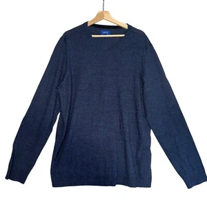 Apt. 9 Sweater Womens Sz 2XB Navy Blue Seriously Soft Merino Long Sleeve V-Neck - Picture 1 of 3