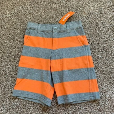 Pantalones cortos de algodón Gymboree nuevos con etiquetas, niños, talla 7, naranja/gris Foto 1 de 4